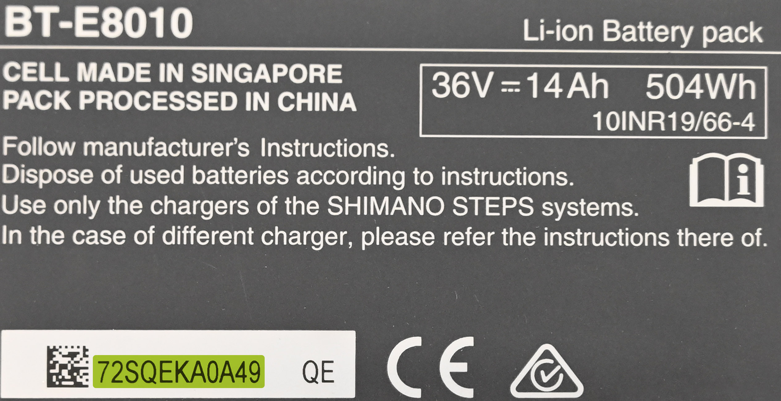 Shimano Steps BT-E8010 Seriennummer
